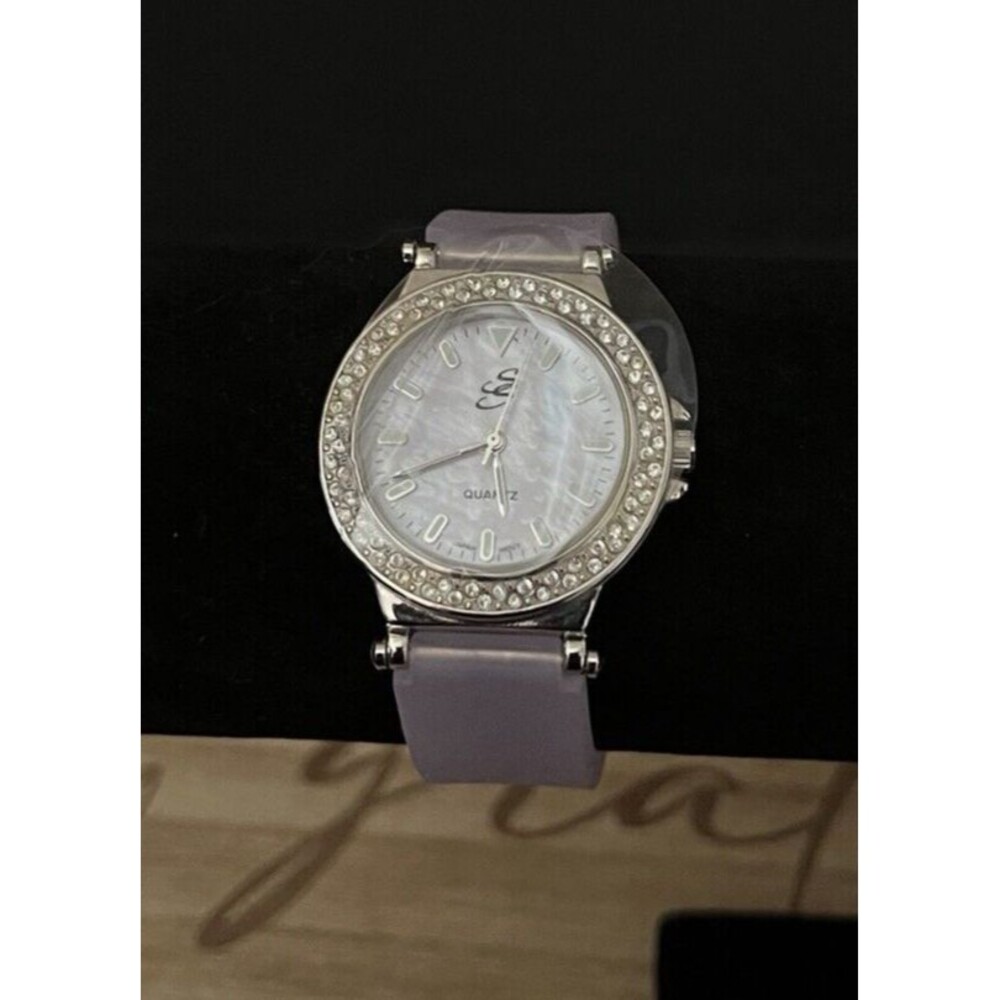 Suzanne Somers Collection Women Quartz Watch Rhinestone Purple Silicone Strap